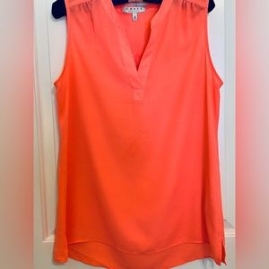 Chaus New York orange sleeveless blouse with V neck size S